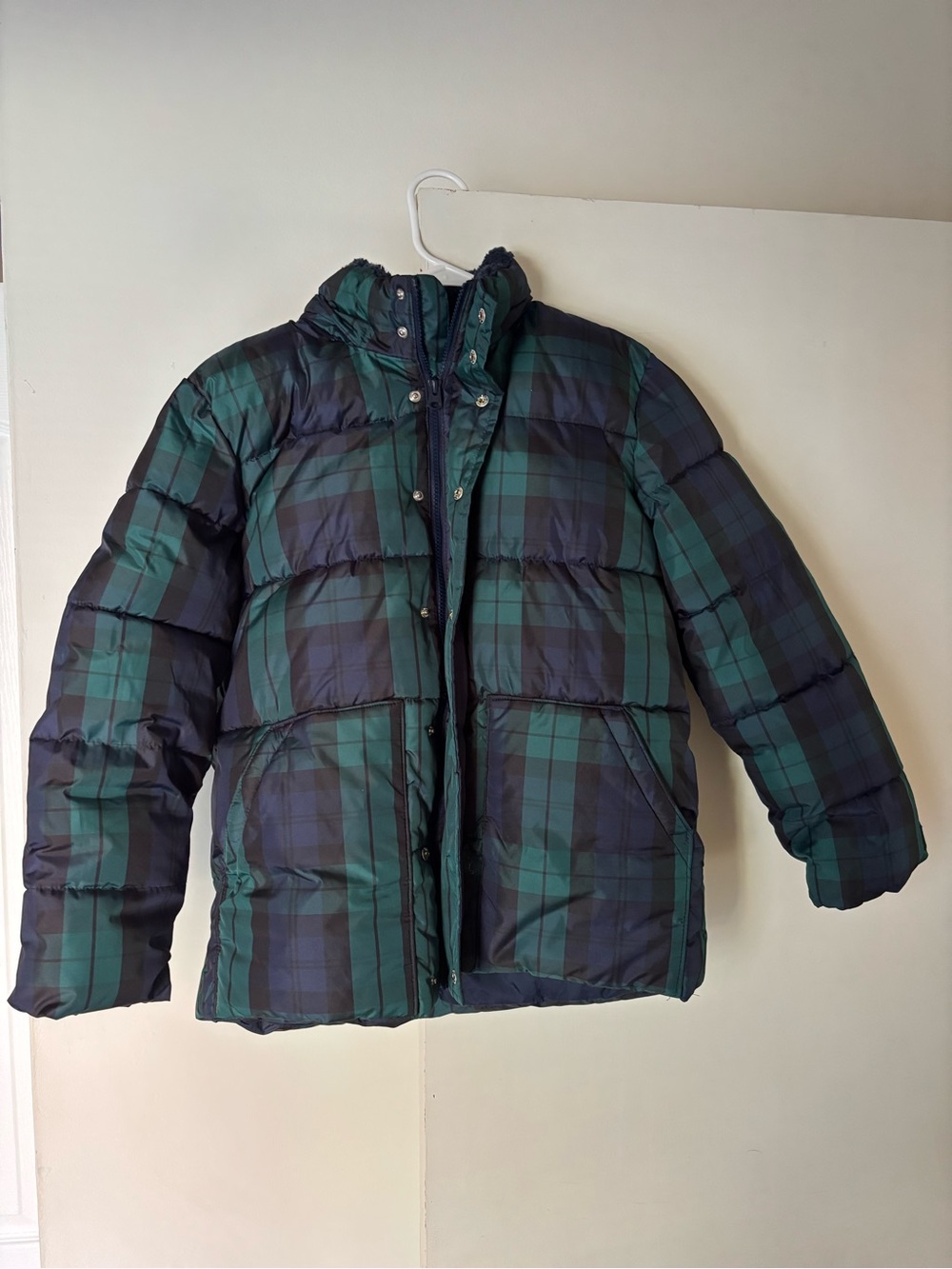 NWOT GAP Kids Green & Black Plaid Puffer Jacket XL